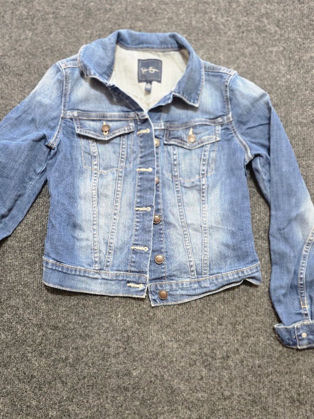 Jessica Simpson Girls Denim Jacket Size S • Blue Stretch Jean Jacket Adorable Je
